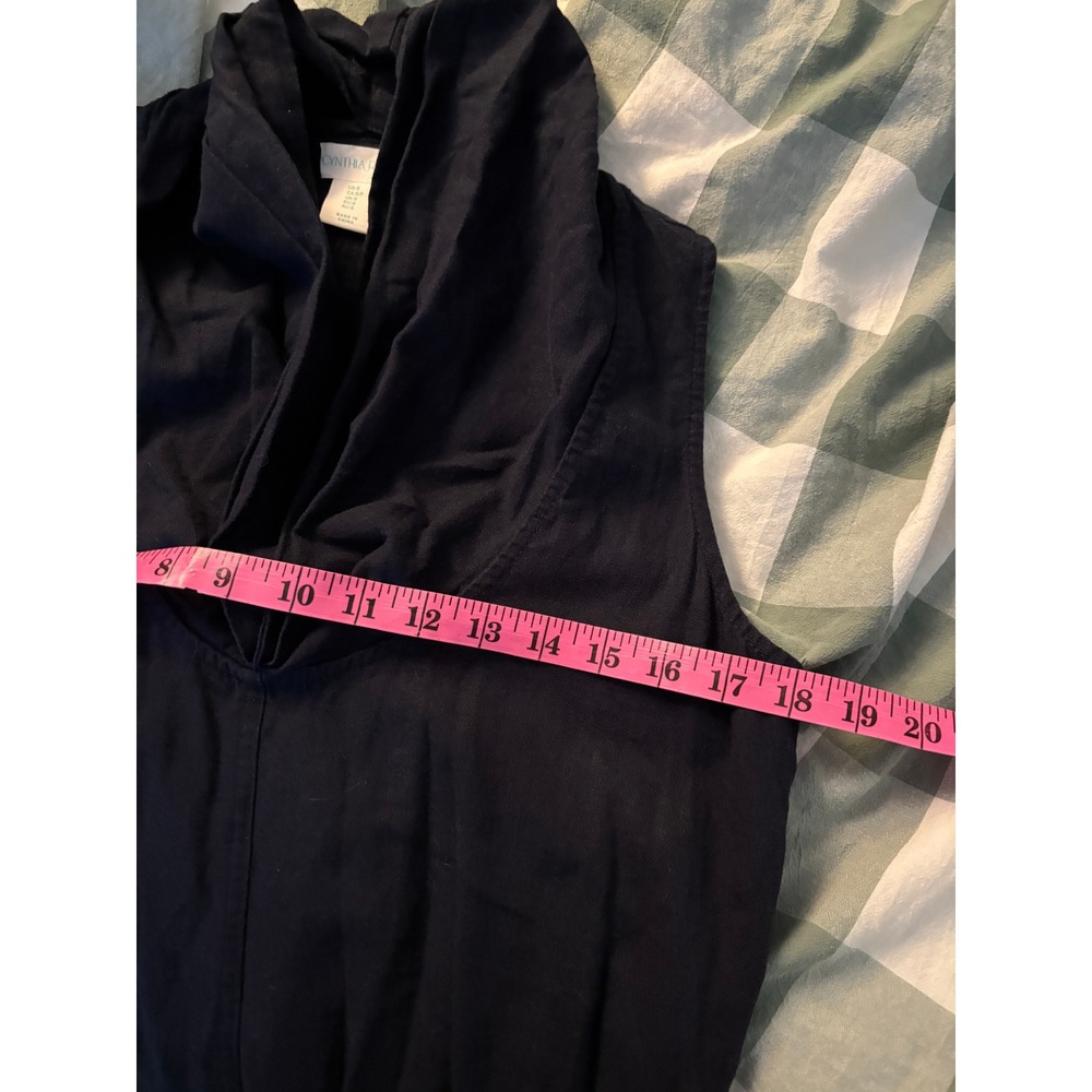 Cynthia Rowley Navy Linen Blend Cowl Neck Sleeveless High Low Tulip Midi Dress S - Picture 6 of 9